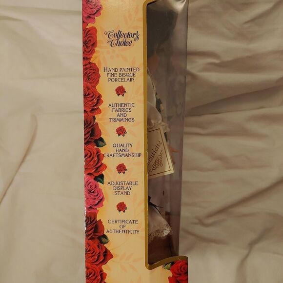 Collectors Choice VINTAGE Genuine Fine Bisque Porcelain Green Eyed Brunette Doll - Picture 2 of 12